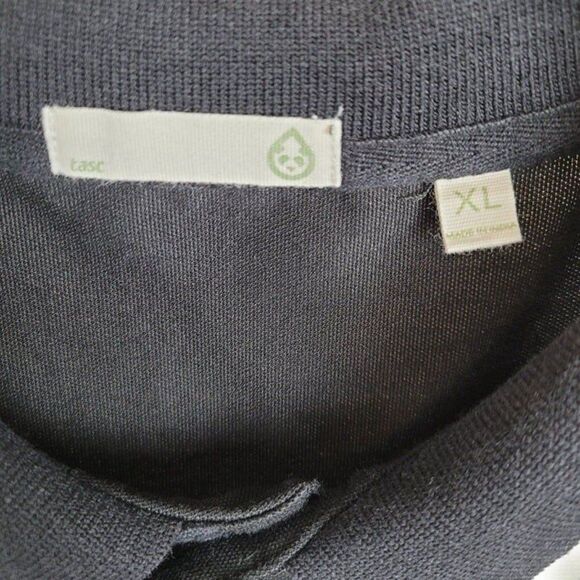 Tasc Performance Size XL Varsity Blocked Pique Polo Short Sleeve Black Bone - Picture 11 of 12